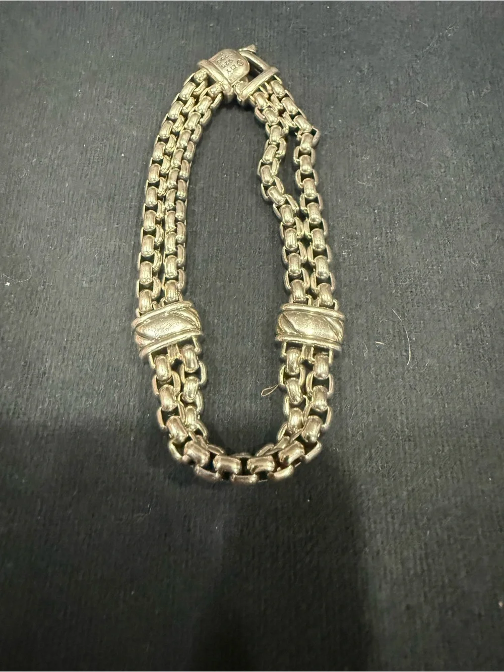 David Yurman Double Wheat Chain Bracelet Sterling Silver 18K Gold Two Tone 8